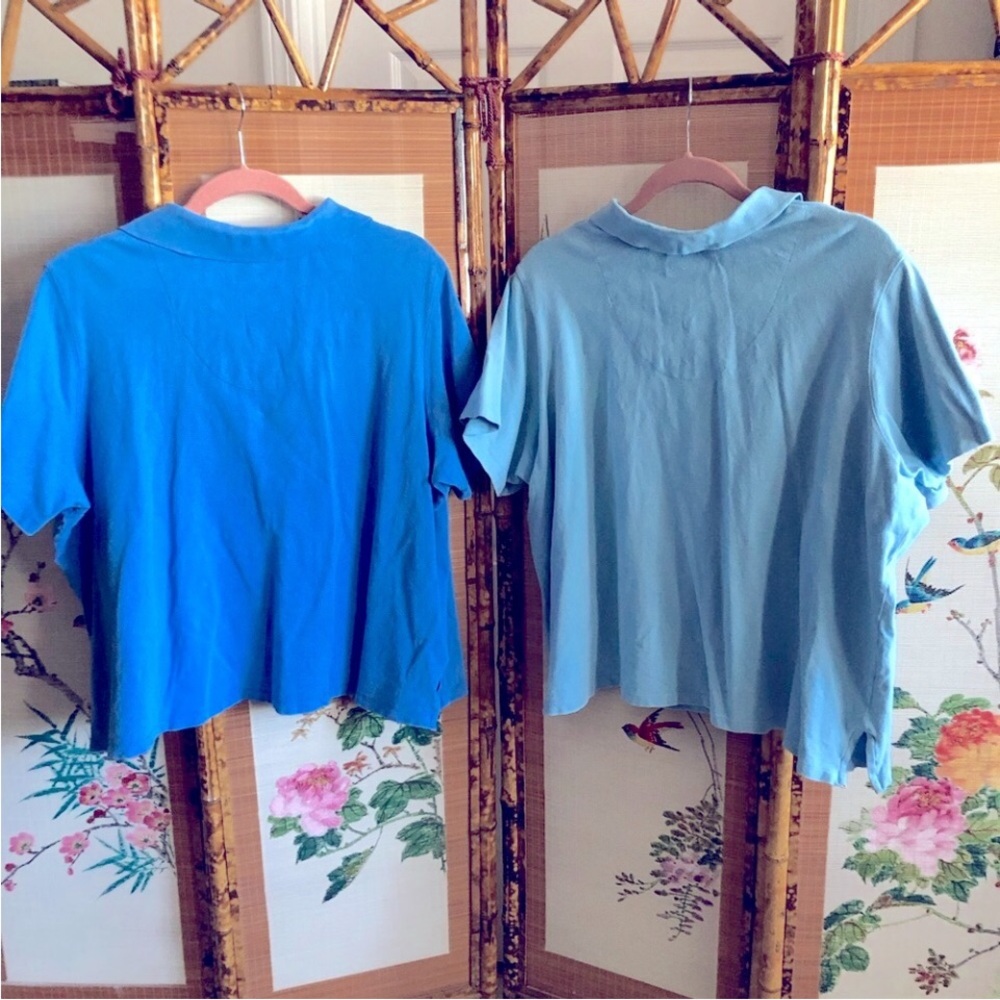 Caribbean Joe polo shirts bundle 2 blue V neck button placket short sleeve 2X - Picture 6 of 10